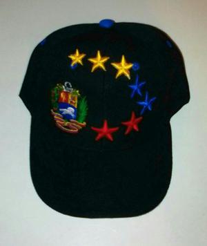 Gorras De Venezuela Tricolor Blanca Negra Estrellas