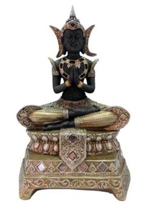 Figura Decorativa De Buda Madera Con Dorado