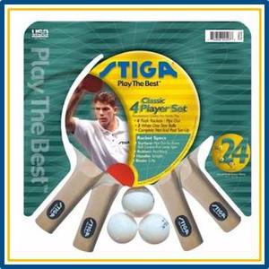 Stiga Classic 4 Raquetas, 3 Pelotas Y Malla Ping Pong Ss99