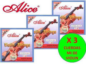 X 3 Cuerdas (mi) 1era Para Violin Alice A703 Nuevas