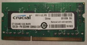 Memoria Ram Ddr3 Crucial Para Laptop 1gb