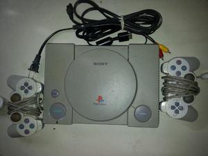 Playstation 1 Con Dos Controles Y Todos Sus Cables