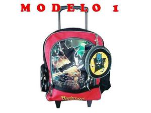 Morral Bolso Maleta Escolar Con Ruedas Batman Y Spiderman 2