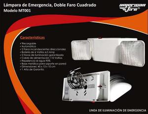 Lámpara De Emergencia Doble Faro Cuadrado Modelo Mt 001