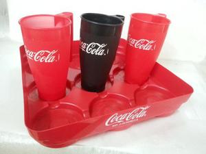 Exhibidor Y 3 Vasos De Coca Cola - Para Coleccionistas