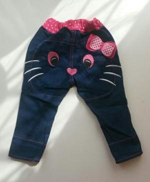 Pantalón Jeans Para Niña Hello Kitty. Tallas 1-2-4