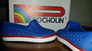 Zapatos Plasticos Pocholin Niños Nuevos Talla 25 Azul Rey