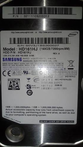 Disco Duro Sata 160bg Marca Samsung