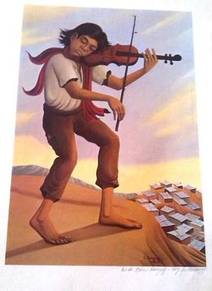 Serigrafia El Niño Violinista Cesar Rengifo