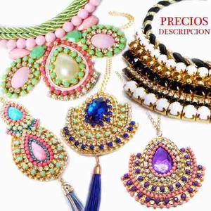 Hermosos Collares Pulseras Zarcillos Elegantes De Cristales