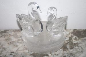 Excelentes Cisnes Ganzos Patos Pareja En Cristal Decorativo
