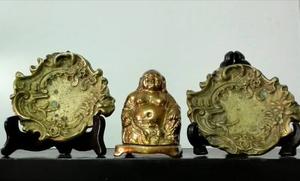 Buda Antiguo Bronce Hotei Abundancia Cenicero Ceniceros