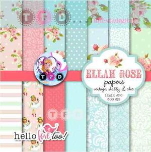 Kit Papel Digital Shabby Vintage Rosa Dolls Flores Fondos