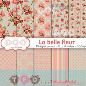 Kit Papel Digital Shabby Vintage Rosa Viejo Scrapbook Fondos