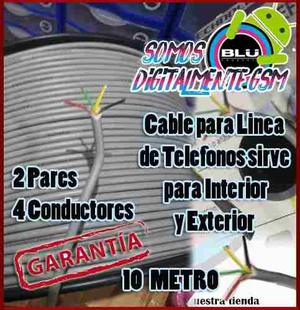 10 Metro Cable Para Linea Telefonica 100% Cobre Para Exterio