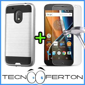 Estuche Forro + Vidrio Templado Moto G4 Normal Play Plus