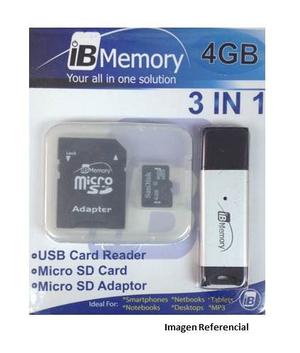 Memoria Micro Sd 4gb Sandisk Con Lector De Memoria 3 En 1