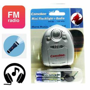 Mini Radio Fm Portatil Auto Scan Audifonos Linterna Baterias