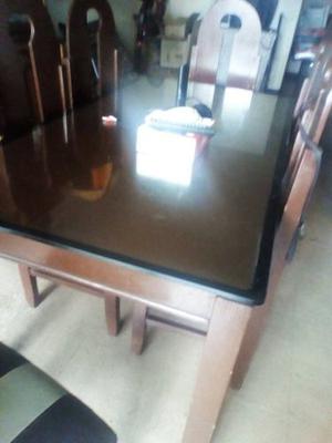 Juego De Comedor De 6 Puestos Con Vidrio Templado Encima