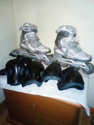 Patines En Linea Rollerblade+ Combo Protectores Número 37