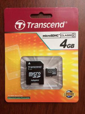 Memoria Microsd 4gb Marca Transcend, Con Adaptador.