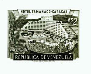 Estampilla Hotel Tamanaco Caracas Nueva, Venezuela 