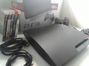 Playstation 3 Slim 320 Gb + (2 Controles Y 5 Juegos)