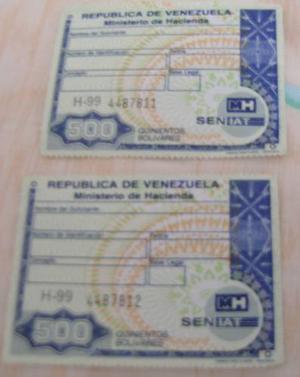 Timbre Fiscal De 500 Bs, Fuera De Circulacion