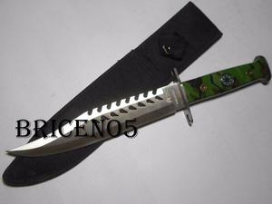 Cuchillo Campin Camuflado Acero Inoxidable + Funda De Regalo