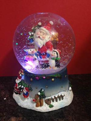 Bola De Nieve Navidad Santa Claus+luces Led Colores