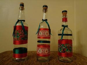Botellas Decoradas C Motivos Navideños Para Ponche Vino Etc