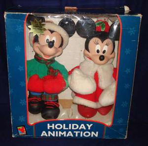 Mickey Y Minnie Navidad Con Movimiento Original Disney