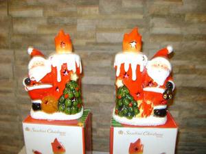 Velas Navideñas De Ceramica Con Luz Santini Christmas