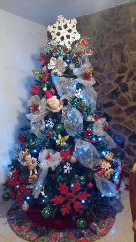 Árbol De Navidad Grande + Decoración + Luces + Pie De