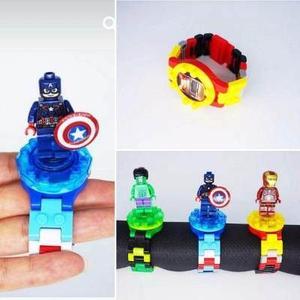 Reloj Digital De Niños Super Héroe Con Figura Lego Armable