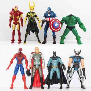 Set 8 Figuras Hulk Capitan Iron Thor Batman Spider Coleccion