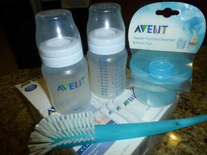 Set De 2 Teteros Avent + Dosificador De Alimentos+ Cepillo