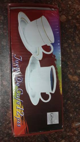 Taza Y Plato Cafe Con Raya Dorada Sin Estuche 6unid. Cema