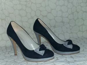 Tacones Marca Primadonna, Made De Italia Talla 38 Azul