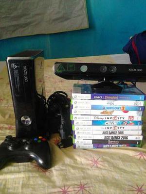 Xbox 360 Slim 250 Gb Con Kinet Y Juegos Originales