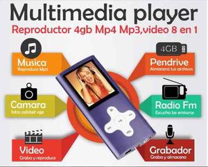 Reproductor 4gb Mp4 Mp3, Video Camara 8 En Uno