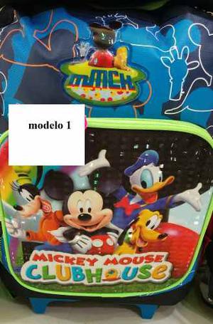 Bolso O Morral Escolar Con Ruedas De Mickey Mouse