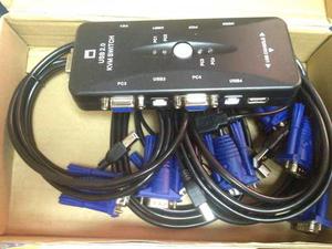 Kvm Switch 4 Puertos + Usb 2.0