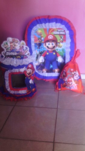 Combo Piñata Chupetera Dispensador. Mario Bros