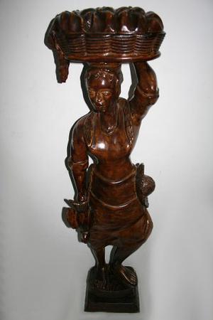 Escultura De Madera Diosa Prosperidad Mujer Cazadora