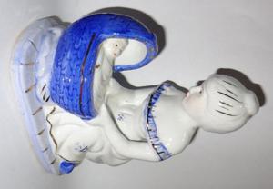 Figura De Porcelana China Azul 16 Cms De Alto