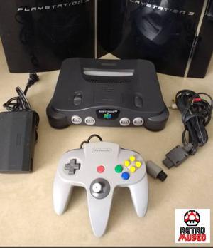 Nintendo 64 Con Sus Cables Y Un Control