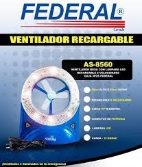 Ventilador + Lampara Led Recargable Marca Federal