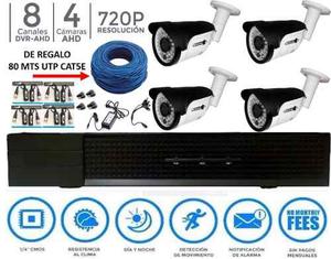 Kit Dvr 8 Ch 4 Camaras Bullet Hd Ahd Seguridad Cctv + Regalo