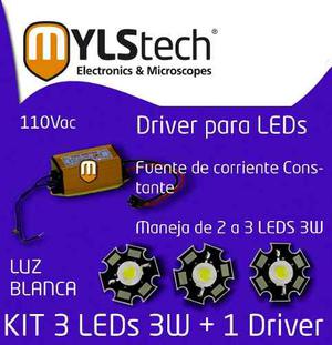 Leds Driver Potencia + 3 Unidades De 3w Alto Brillo Led